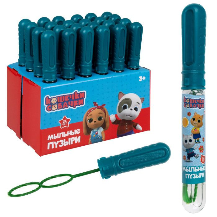 Мыльные пузыри маленькие 1TOY Кошечки собачки, игрушки для улицы, ванны, 60 мл, 1 шт.  #1