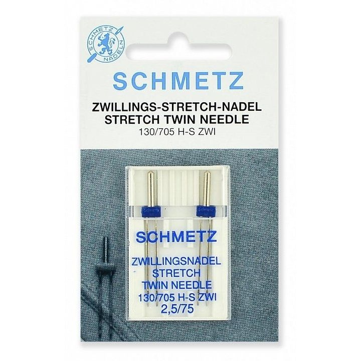 Иглы для швейных машин SCHMETZ для бытовых, стрейч, двойные, № 75 2,5, 2 шт (69:25.FB2.DMS)  #1