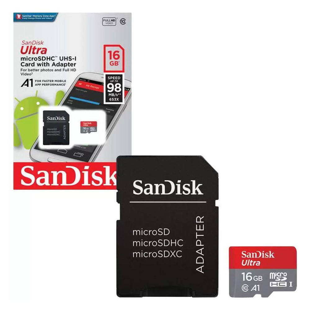 Карта памяти SanDisk Ultra Micro SDHC + SD Adapter, 16 Гб #1