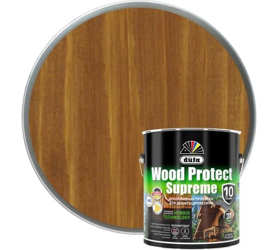 Пропитка для защиты древесины Dufa WOOD PROTECT SUPREME тиковое дерево, полумат., 2,5л  #1