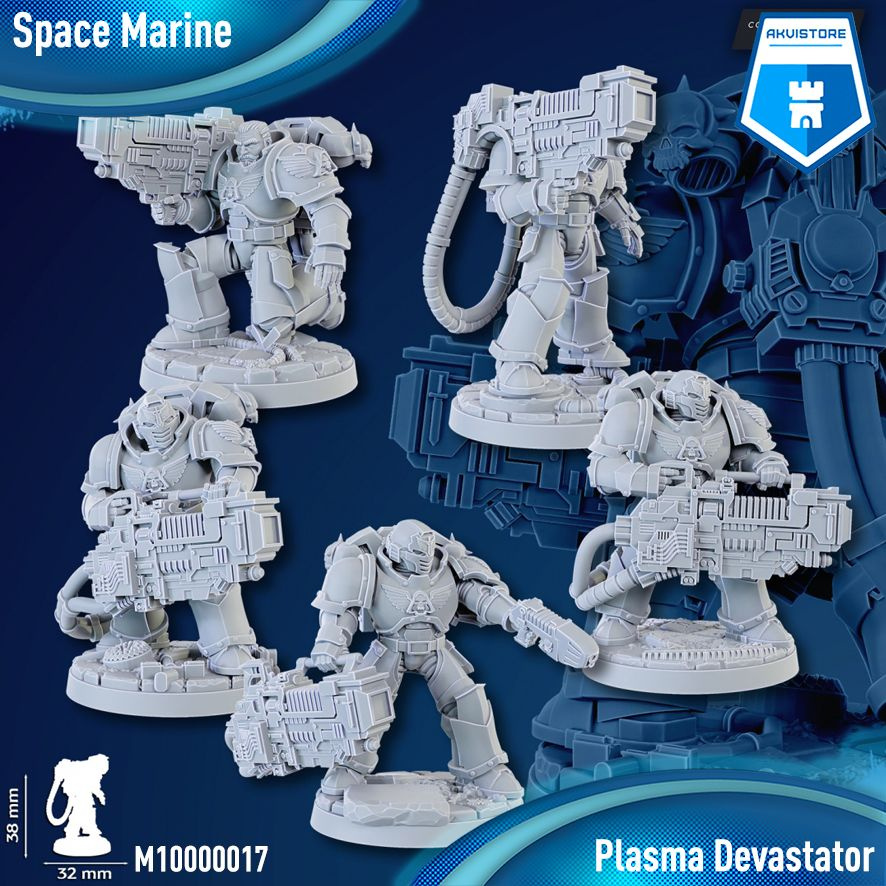 Космические десантники (Space Marine) - Plasma Devastator 32 мм миниатюра 3D печать Warhammer 40000  #1