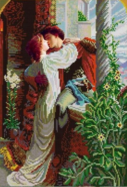 Ткань-схема для вышивания бисером НИК 9999 Ромео и Джульетта 29*39  #1