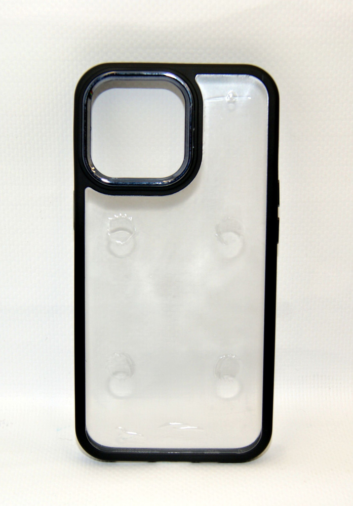 Силиконовый чехол на iPhone 13 Pro Прозрачный с черной рамкой  #1