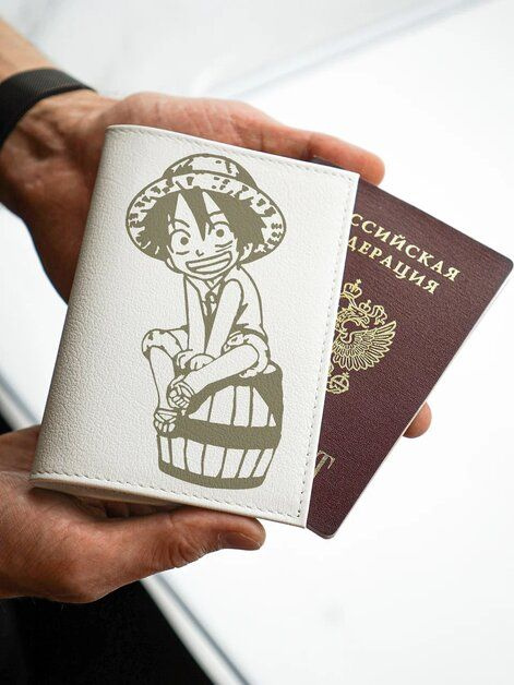 Обложка на паспорт One Piece натуральная подарок девушке #1