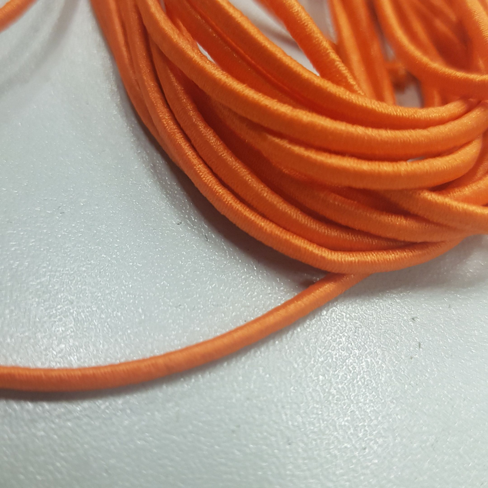 Резинка круглая, шляпная, диаметр 2 мм длина 5 м, цвет оранжевая  #1