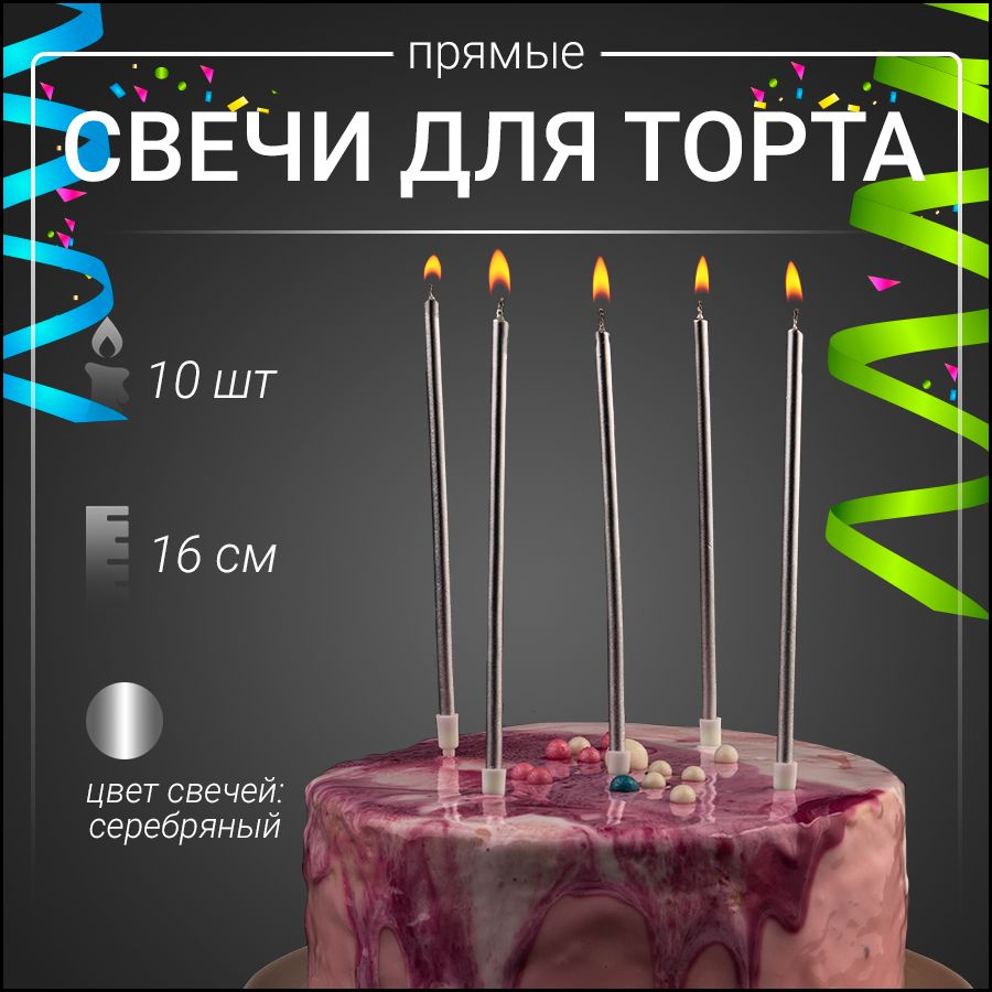 Свечи для торта Axler Home праздничные свечки на день рождения, длинные высокие (16 см) и тонкие, набор #1