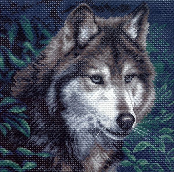 Канва с нанесенным рисунком Матренин Посад "Волк", для вышивания крестом, 34х34 см  #1