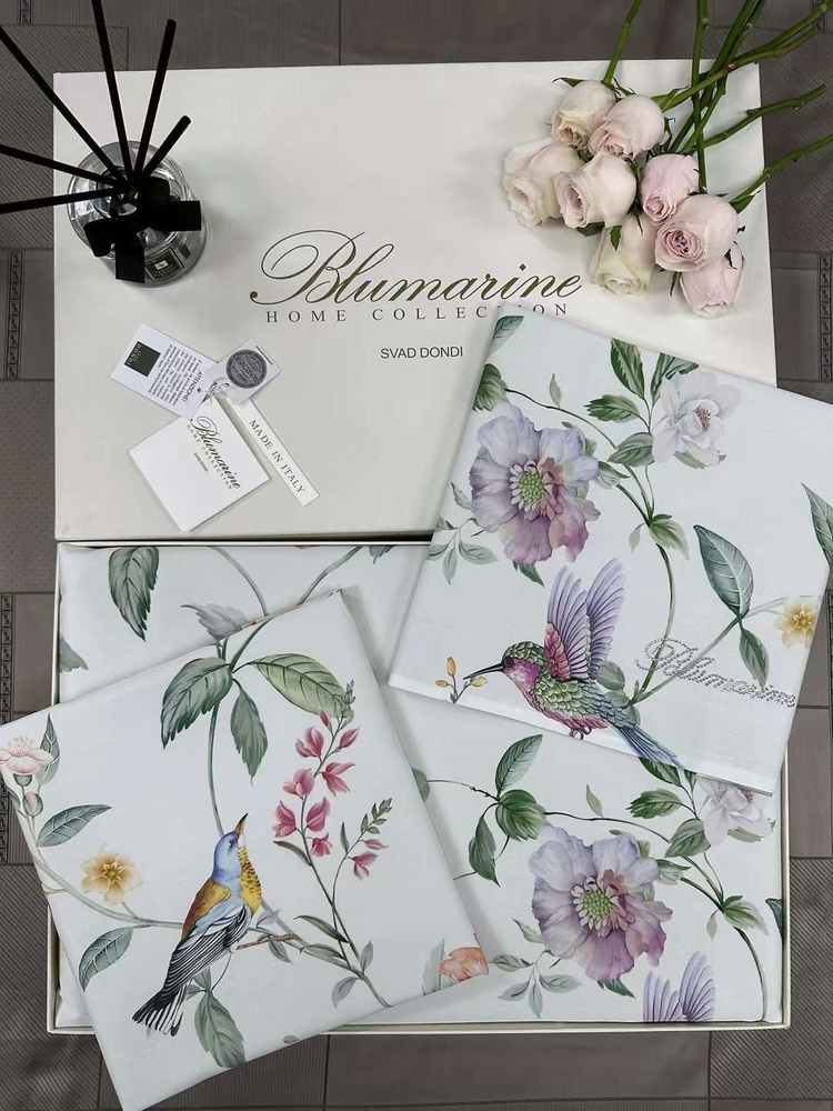 Blumarine Комплект постельного белья, Сатин люкс, Евро, наволочки 50x70  #1