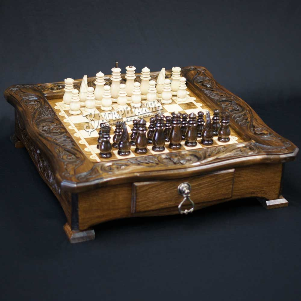 Шахматный стол на ножках 50х50см - Ручная работа из Дуба #1
