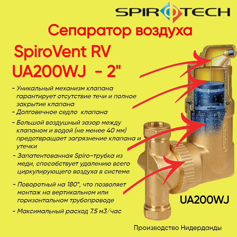 UA200W Сепаратор воздуха поворотный SpiroVent RV2 Ду50 - 2" (Spirotech) #1