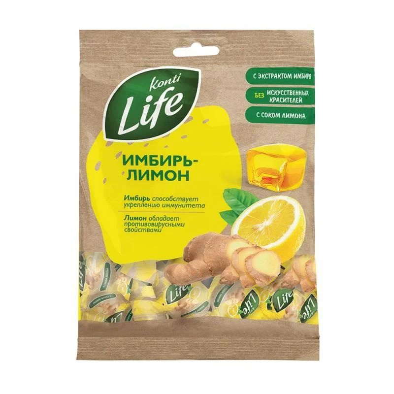 Желейные конфеты с начинкой, Konti Life, имбирь/лимон, 220 г #1