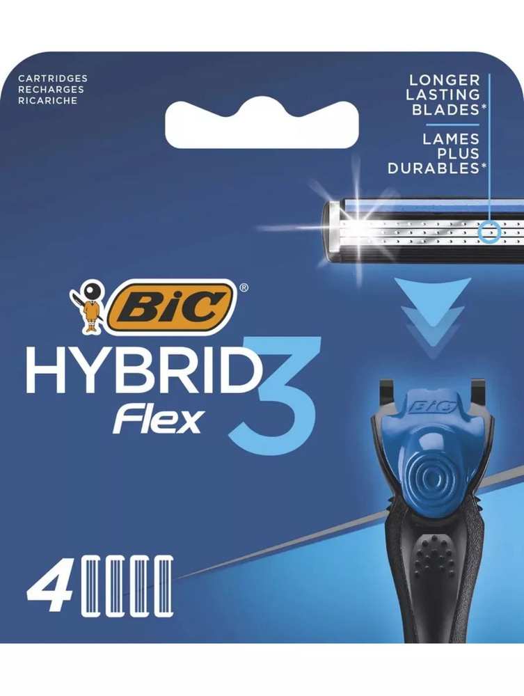 BIC Сменные кассеты для мужской бритвы, Flex3 Hybrid 4 шт. #1