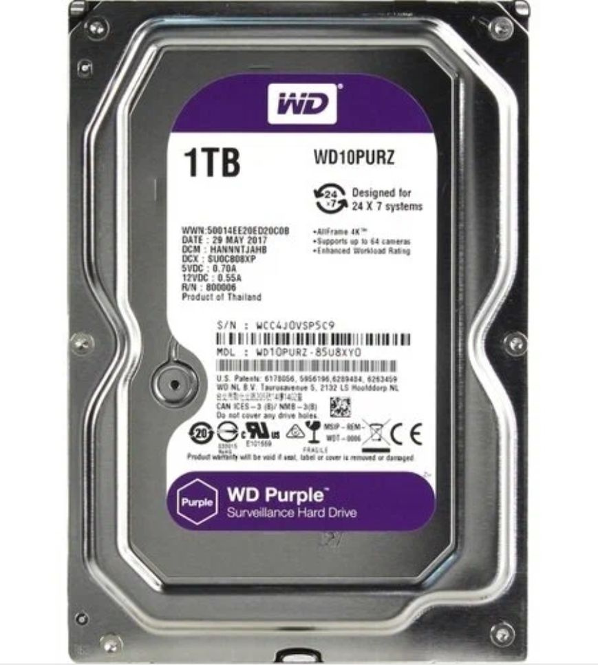 Western Digital 1 ТБ Внутренний жесткий диск WD10PURX；1tb hdd (89G3VY0)  #1