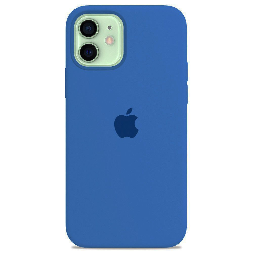 Силиконовый чехол для смартфона Silicone Case на iPhone 12 / Айфон 12 с логотипом, синяя волна  #1