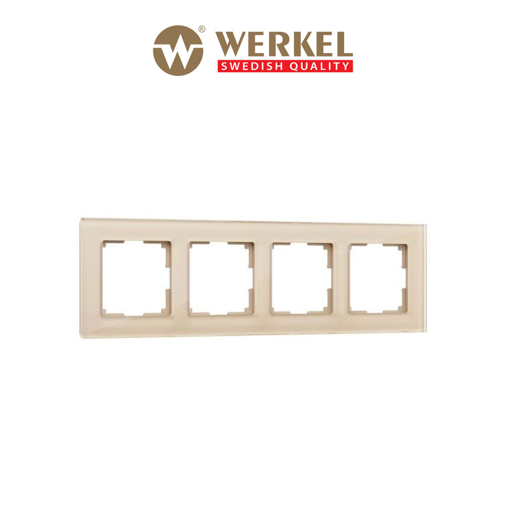 Рамка для выключателей и розеток из стекла на 4 поста Werkel Favorit W0041111 шампань  #1
