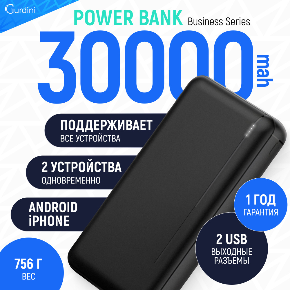 Повербанк, внешний аккумулятор Powerbank Business Series 30 000 mAh, универсальный, пауэрбанк с USB, #1