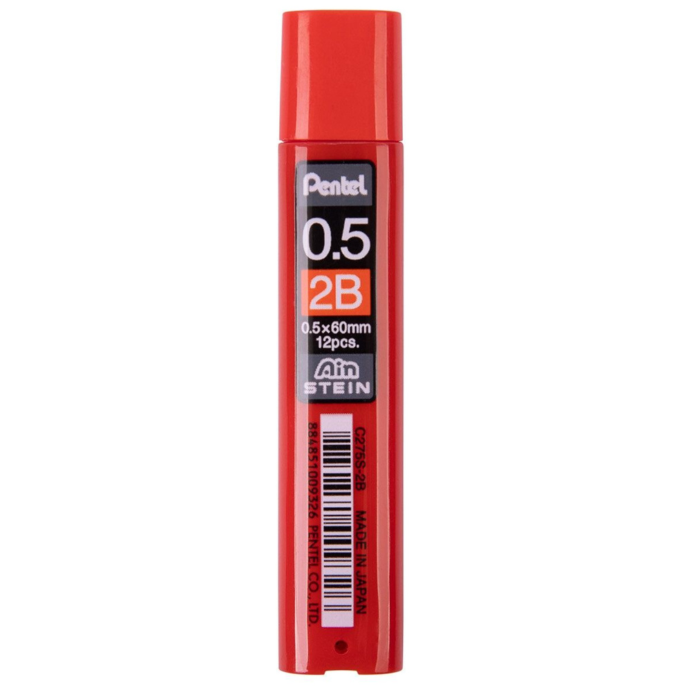 Грифели запасные Pentel 12 штук, "Ain Stein", 2В, 0,5 мм (C275S-2B) #1