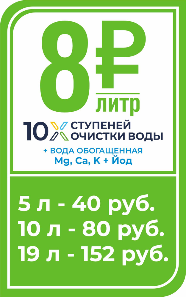 Наклейка Ценник вертикальный 8 рублей Вода Обогащенная  #1
