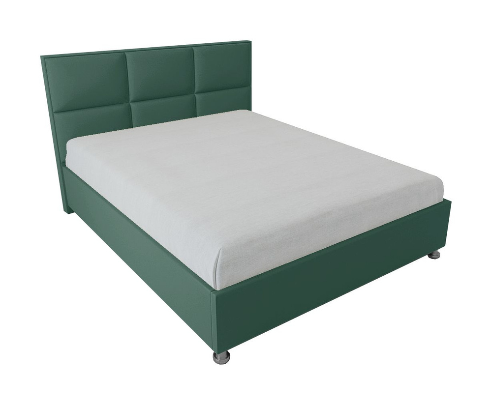 Двуспальная кровать Корсика 180x200 основание металлическое с ламелями велюр зеленый ножки 5 см  #1
