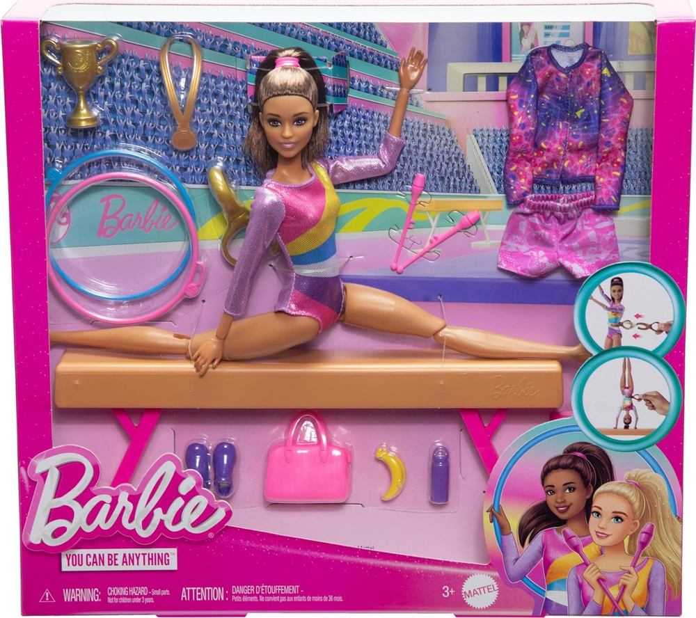 Игровой набор Барби, брюнетка, шарнирная, гимнастка Barbie выпуск 2024  #1