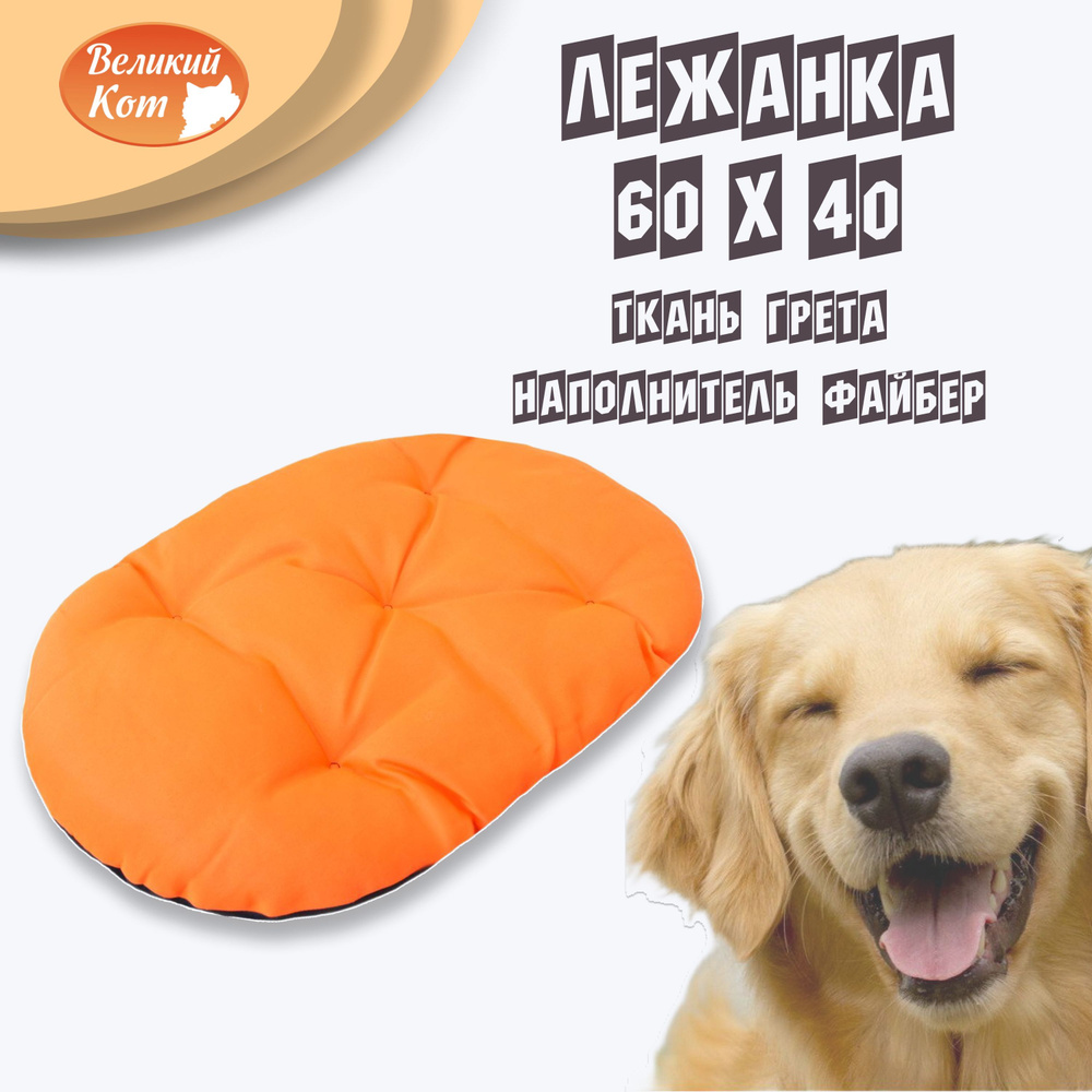 Великий кот / Лежанка для животных ( кошек и собак мелких пород ) 60х40 см / оранжевый  #1