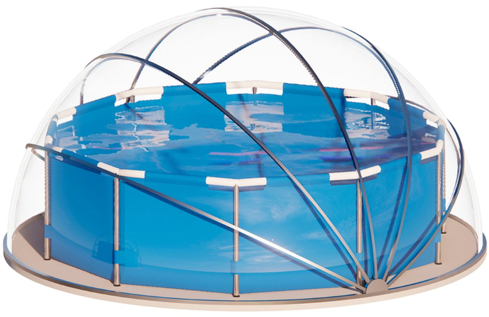 Купол-тент для круглого или прямоугольного каркасного бассейна с креплениями, купольный навес прозрачный #1