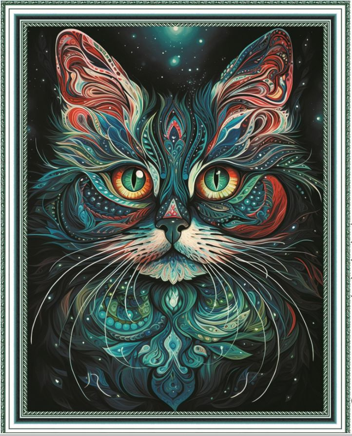 Алмазная мозаика на подрамнике 40х50см картина стразами кошка HWA 5431  #1