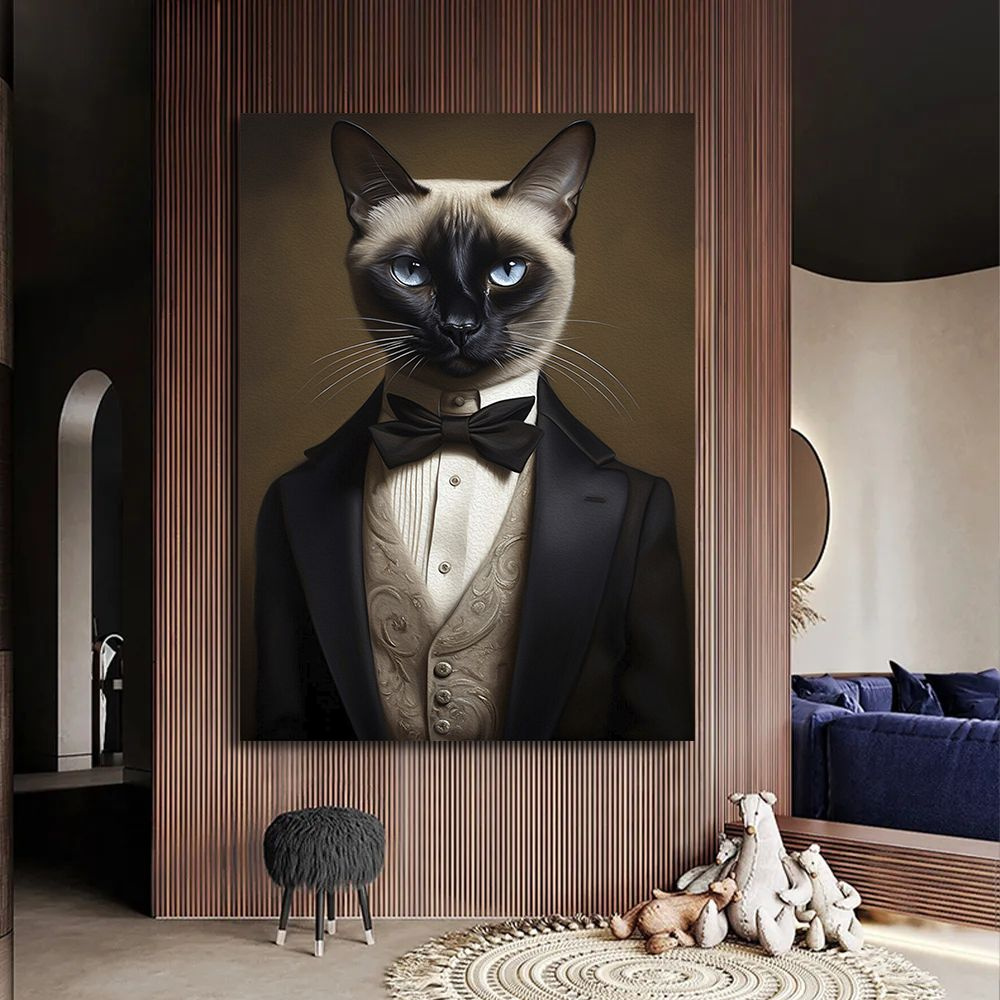 Картина сиамский кот, кот в пиджаке, 30х40 см. #1
