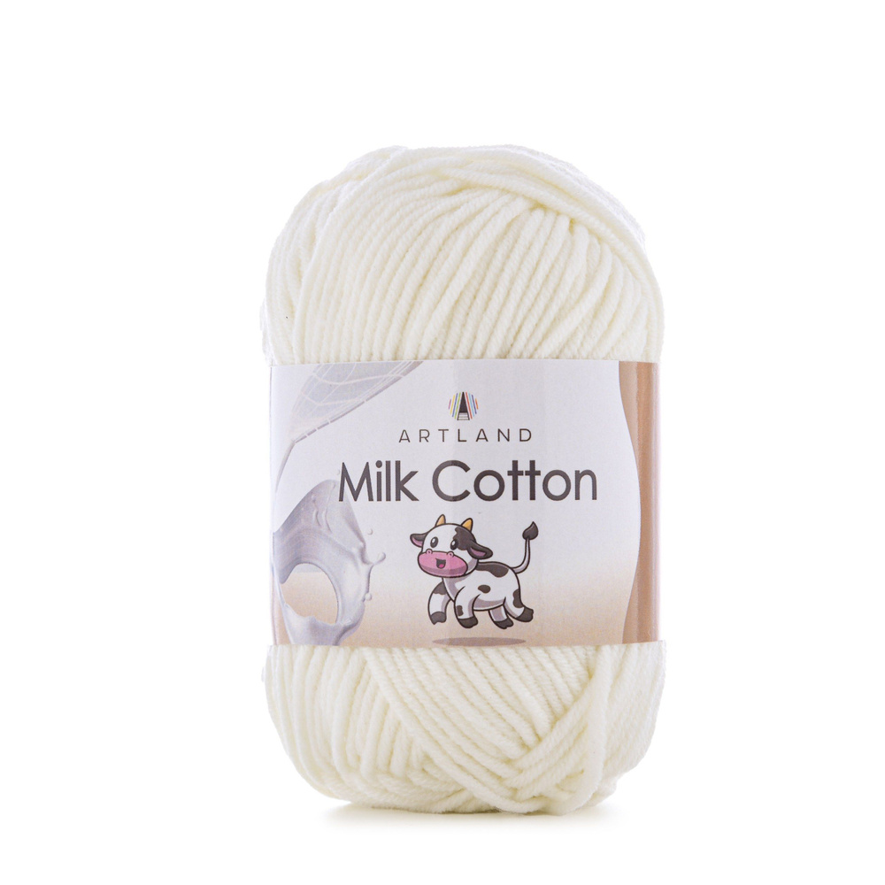 Пряжа Artland Milk Cotton 5 мотков (100 м, 50 гр), цвет 01 Молочный / Пряжа летняя Артлэнд Милк Коттон #1