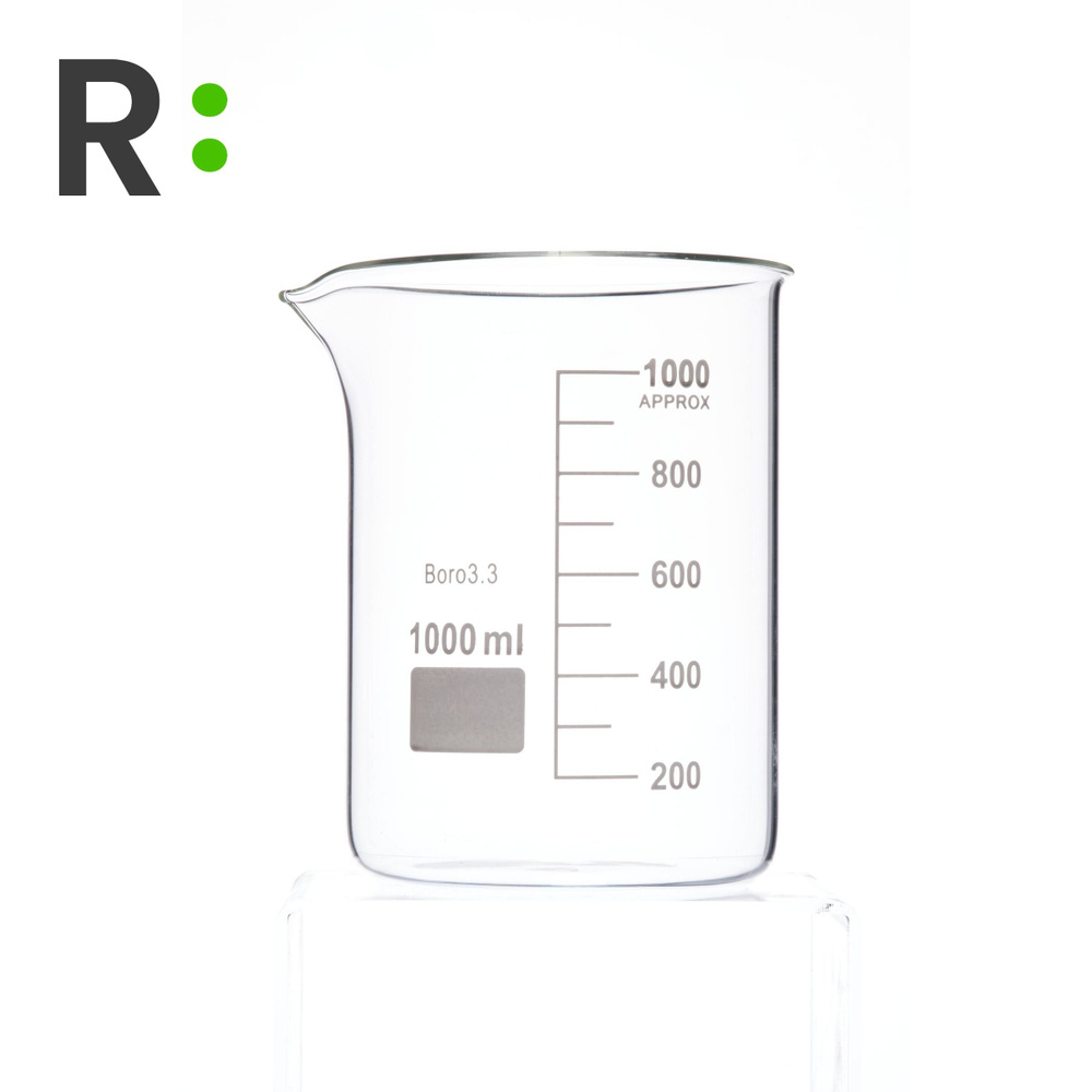 Мерный стакан стеклянный низкий, мерная емкость, 1000 мл #1
