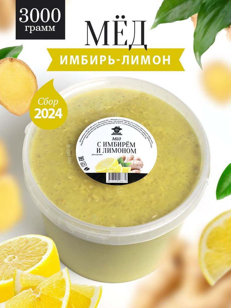 Мед с имбирем и лимоном 3000 г, для иммунитета, полезный подарок  #1