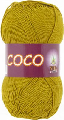 Пряжа Сoco (Vita cotton),цвет 4335 горчица, 5 мотков, 50гр/240м,100% хлопок двойной мерсеризации,Индия #1