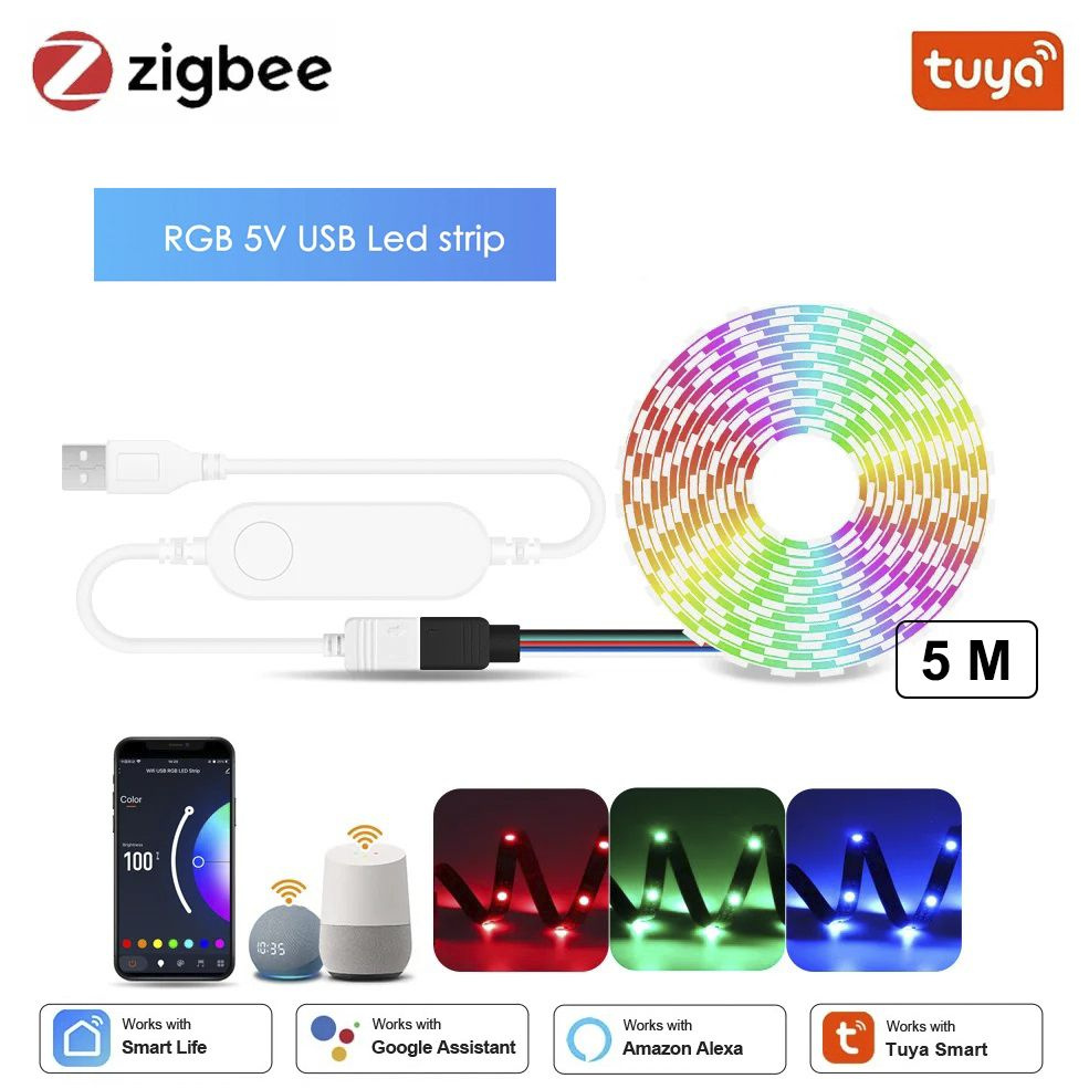 Умная светодиодная лента Zigbee-USB-RGB, 15 Вт, Светодиодная, 1 шт.  #1