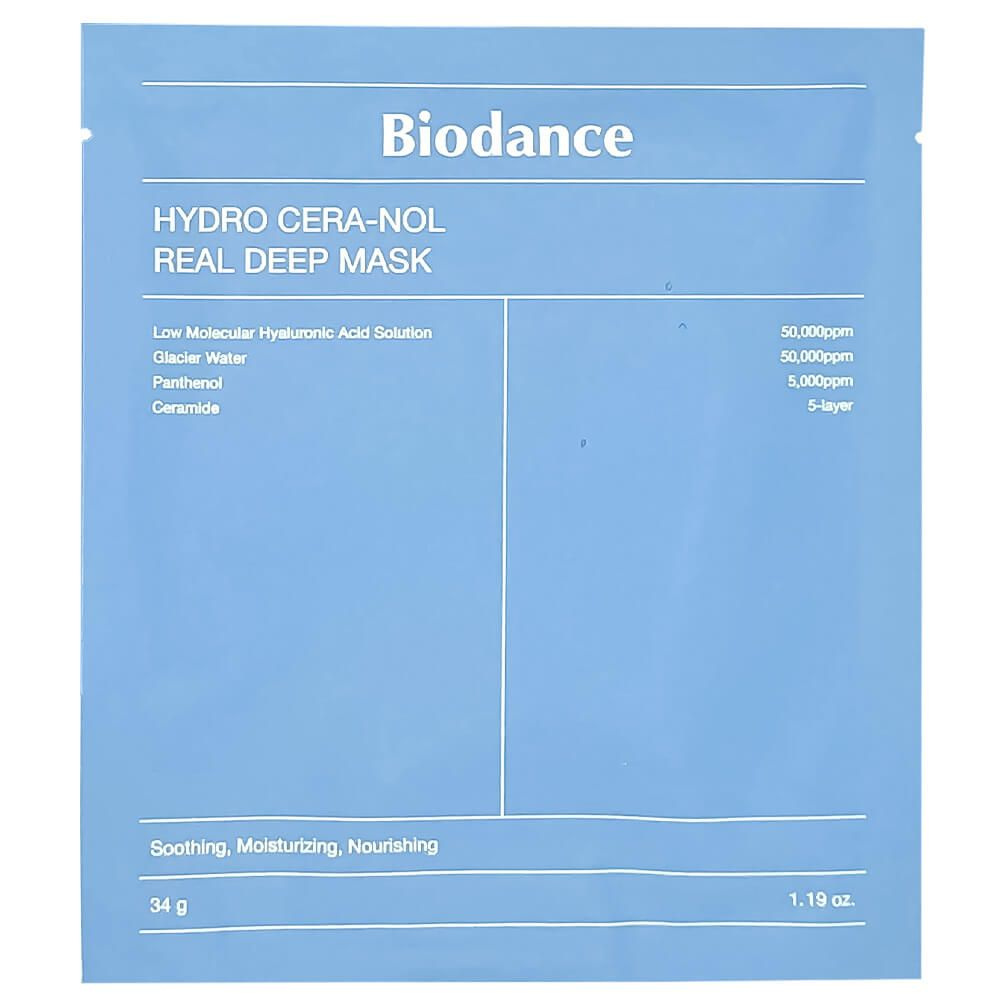 Маска восстанавливающая гидрогелевая с пантенолом и керамидами Biodance Hydro Cera-nol Real Deep Mask #1