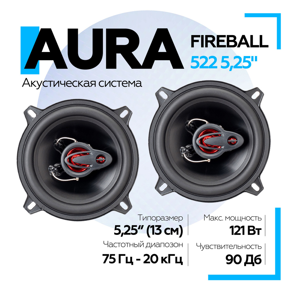 Динамики Aura FIREBALL-522 5,25" (13 см) 2-полосная коаксиальная / Колонки для автомобиля 13 см  #1