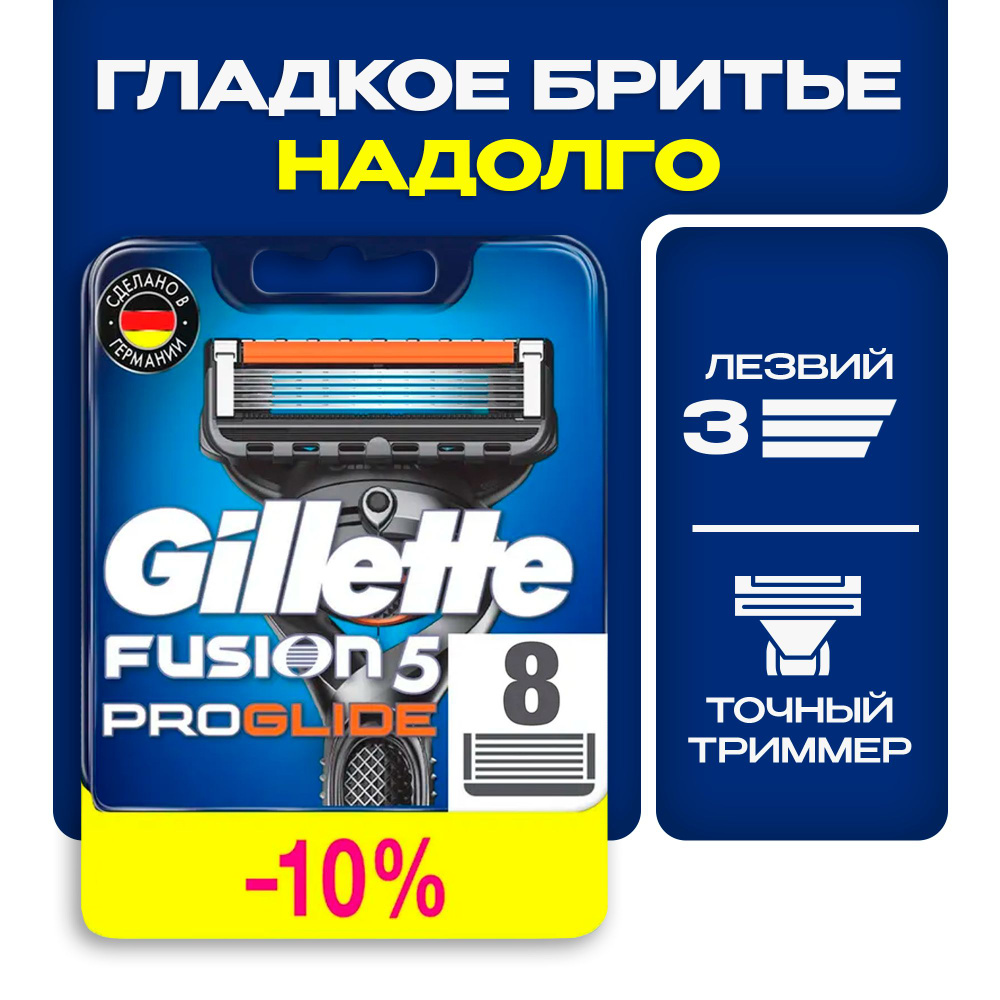 Сменные кассеты Gillette Fusion ProGlide Для Мужской Бритвы 8 шт., с 5 лезвиями, с точным триммером для #1