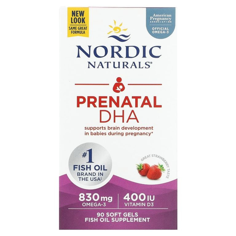 Nordic Naturals, пренатальная ДГК, клубничный вкус, 90 капсул #1