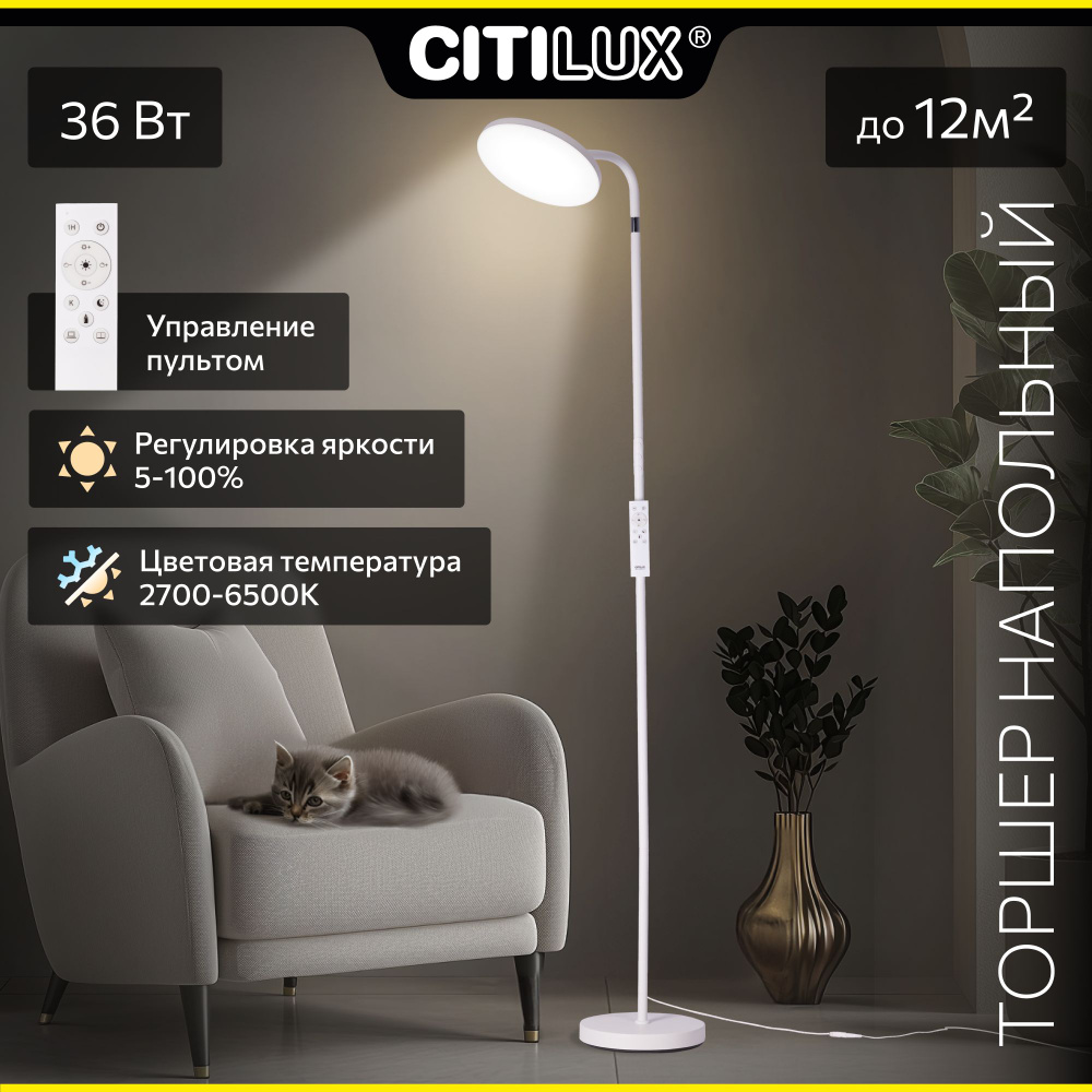 Торшер напольный Citilux SOLO CL804060 LED с пультом Белый #1