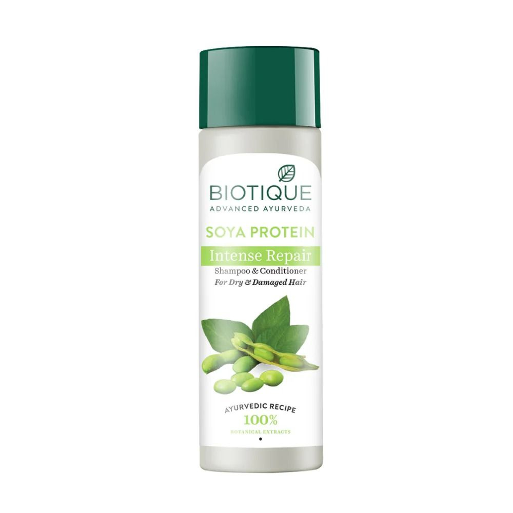 SOYA PROTEIN Shampoo, Biotique (Шампунь-кондиционер СОЕВЫЙ ПРОТЕИН, Интенсивное восстановление для сухих, #1