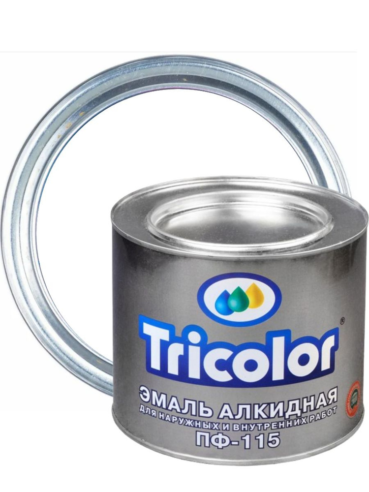 Tricolor Эмаль Гладкая, Моющаяся, до 60°, Алкидная, Глянцевое покрытие, 0.8 л, 1 кг, белый  #1