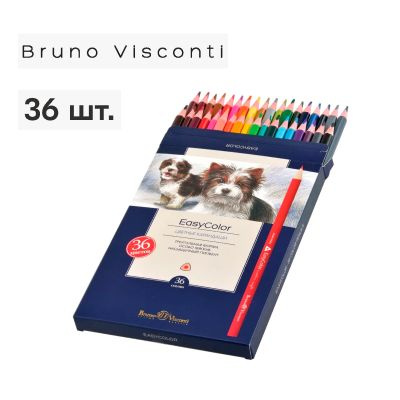 Карандаши цветные мягкие Bruno Visconti " EasyColor", набор 36 цветов, для рисования  #1