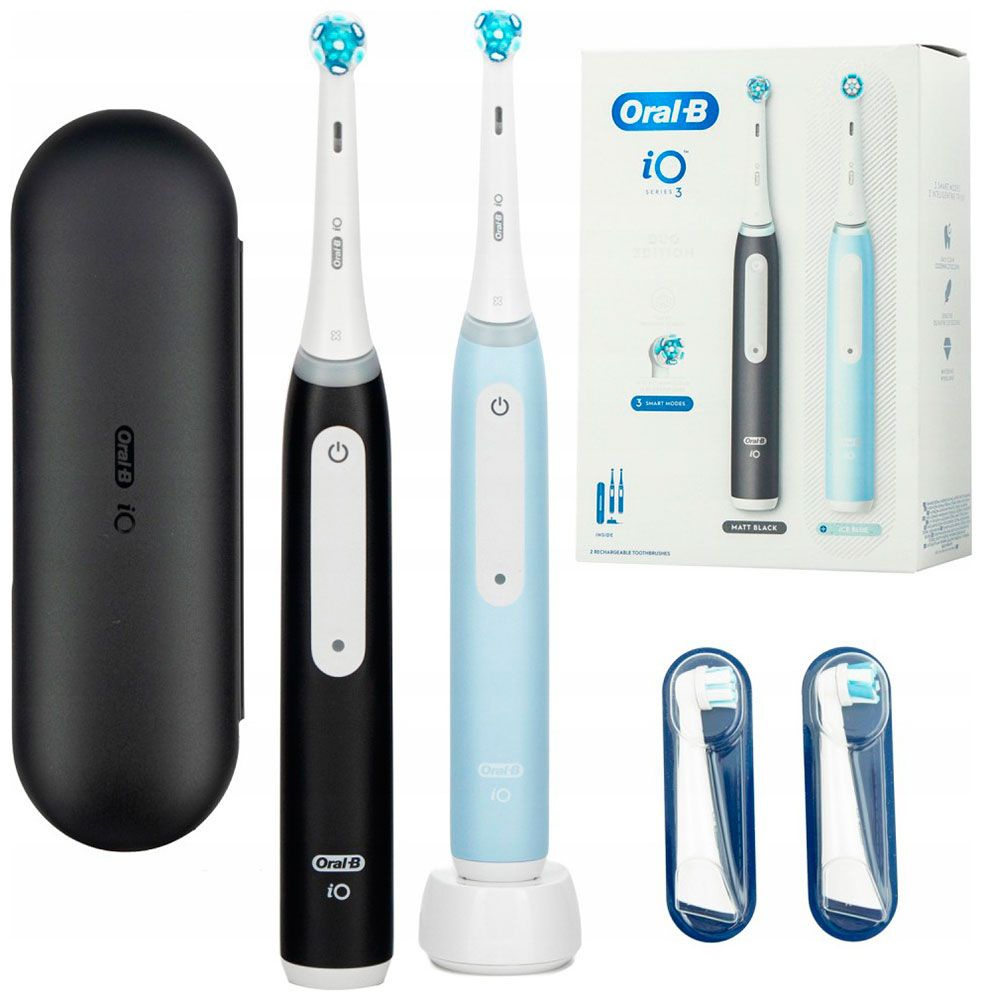 Электрическая зубная щетка BRAUN Oral-B iO 3 Duo Matt Black + Ice Blue #1