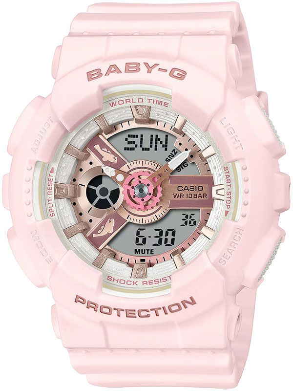 Противоударные женские наручные часы Casio Baby-G BA-110AQ-4A с таймером и секундомером  #1