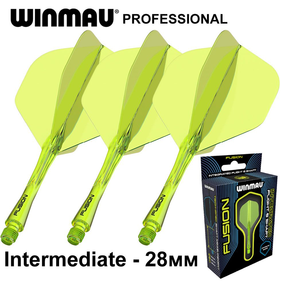 Литые оперения с хвостовиками WINMAU FUSION Intermediate Fluoro Yellow (жёлтые). Профессиональный уровень. #1