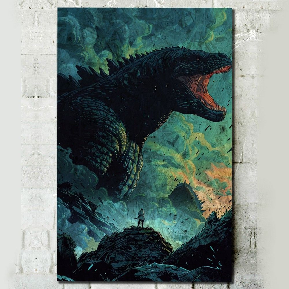 Картина интерьерная на рельефной доске фильм Годзилла (Godzilla, Кайдзю) - 15619 В  #1