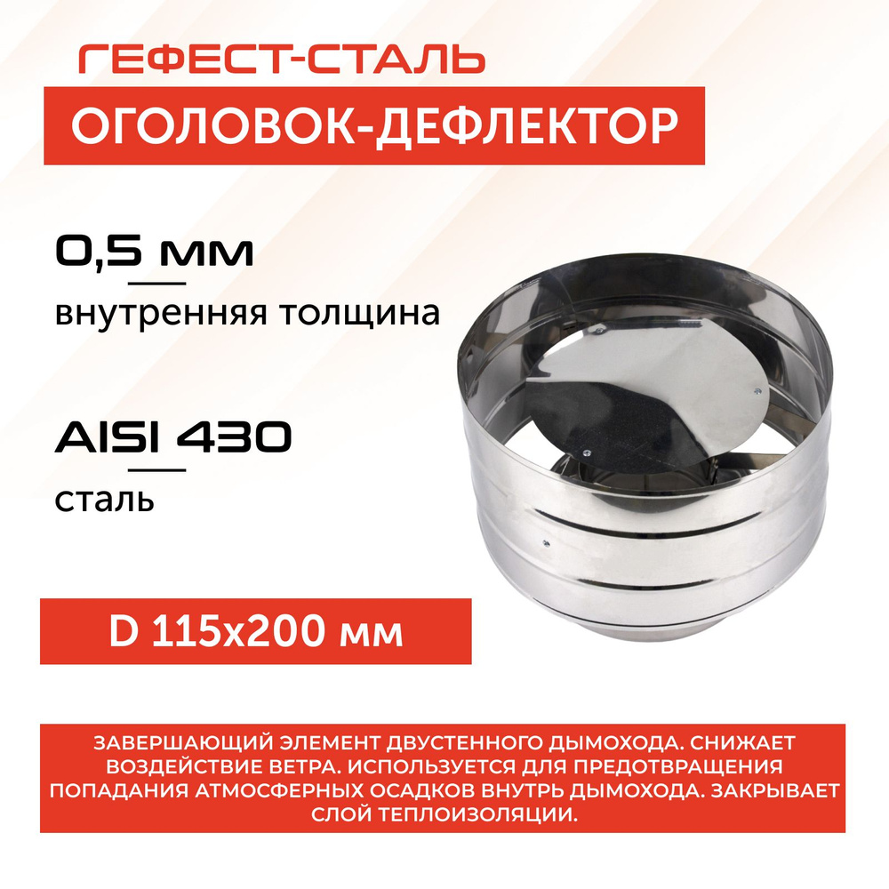 Оголовок-дефлектор 115х200, AISI 430/430, 0,5мм/0,5мм, (К) #1