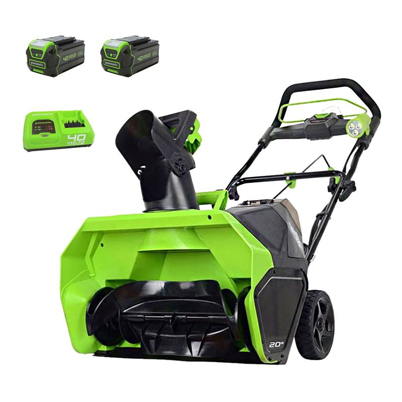 Снегоуборщик аккумуляторный Greenworks GD40STK5II 40V, бесщеточный, ширина 51 см, высота захвата 20 см, #1