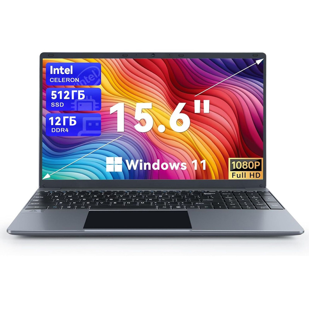 Pixsol LT1504 Ноутбук 15.6", Intel Celeron N5095A, RAM 12 ГБ, SSD, Windows Home, (LT1504), темно-серый, #1