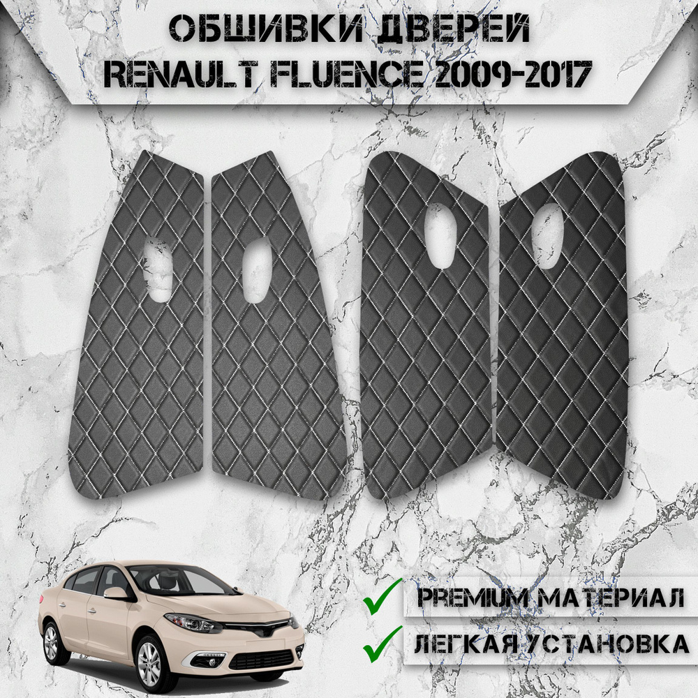 Декоративные вставки / обшивки карт дверей из Экокожи для Рено Флюенс / Renault Fluence 2009-2017 Г.В. #1