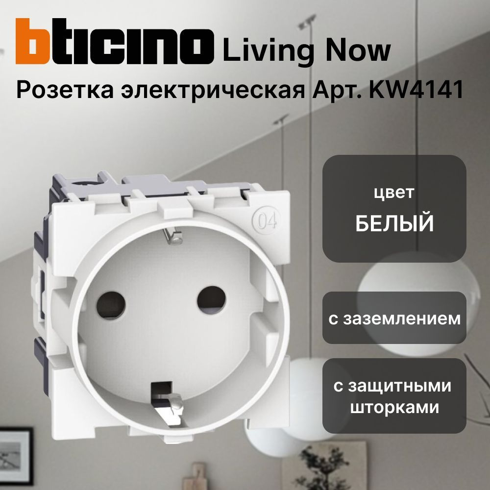 1 шт. BT Living now Белый Розетка немецкого стандарта 2К+З 16А винт клеммы 2 модульная, KW4141  #1